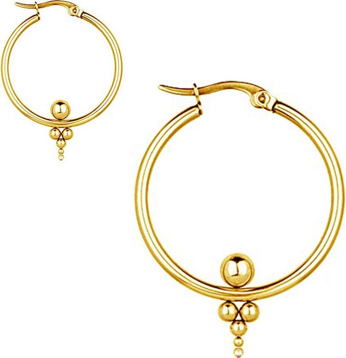 Produktbild Star Piercing Ohrring vergoldet Creole mit fünf Kugeln (Messing)