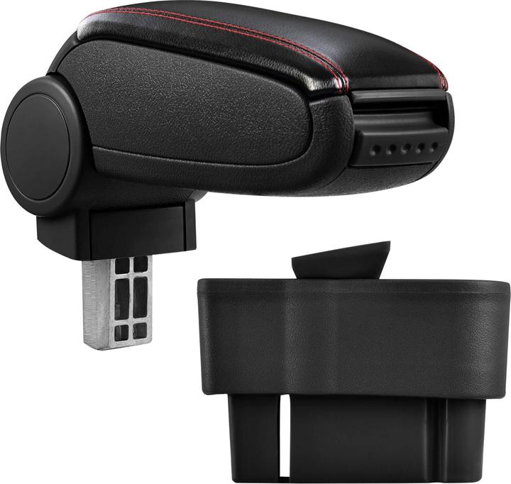 Image du produit Pro-Tec Accoudoir central Opel Corsa D avec compartiment de rangement Similicuir noir avec surpiqûres rouges