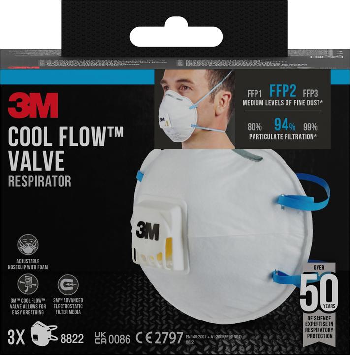 3M Comfort fine dust mask 8822 (FFP2, 3 x)