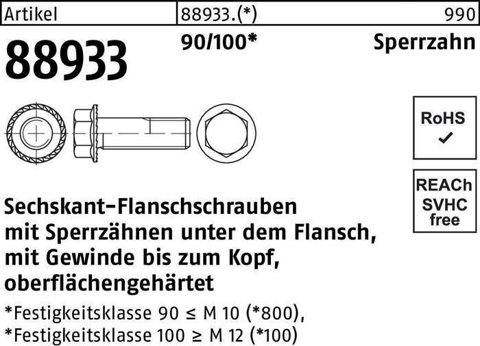 Image du produit Vis à brides à tête hexagonale R 88933, à filetage bloqué. VG M 16 x 55 90/100 (50 Vis par pièce)