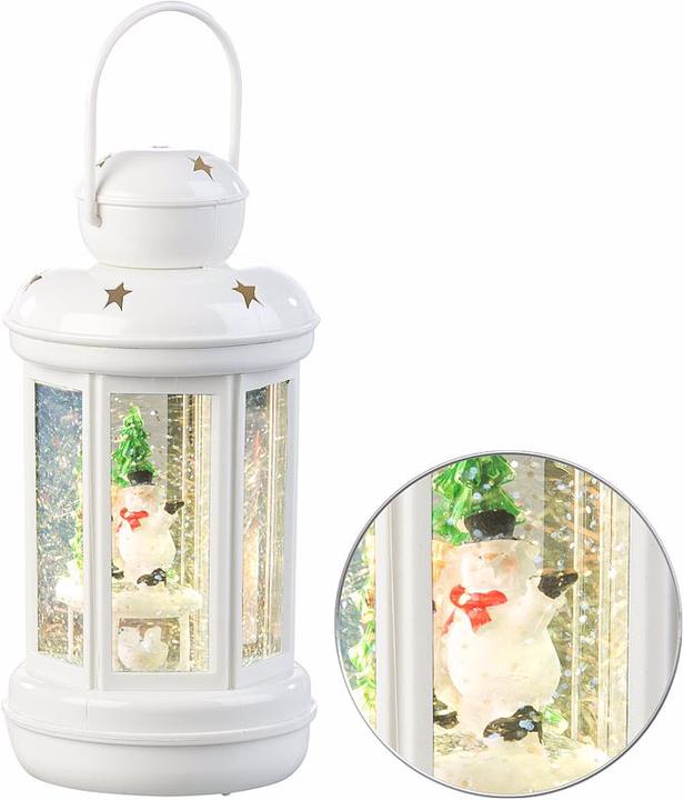Image du produit Infactory Lanterne LED avec tourbillon de neige et bonhomme de neige décoratif (1 x)