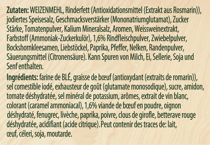 Nutritional values and ingredients Knorr Gravy (40 g)