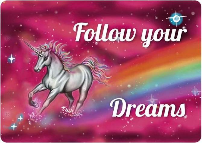 Blechschild Follow your dreams (10.5 x 14.8 cm)