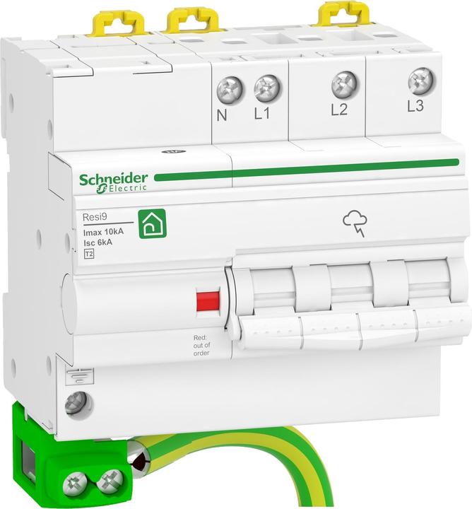 Schneider Electric R9L16710 Resi9 3P+N Tipo 2 Imax 10kA Sezionatore. Scaricatore di sovratensione