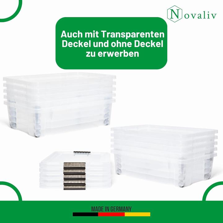 Actual product image Novaliv Unterbett Aufbewahrungsbox mit Rollen Deckel 28L Anthrazit Nestbar stapelbare Clipverschluss (28 l)