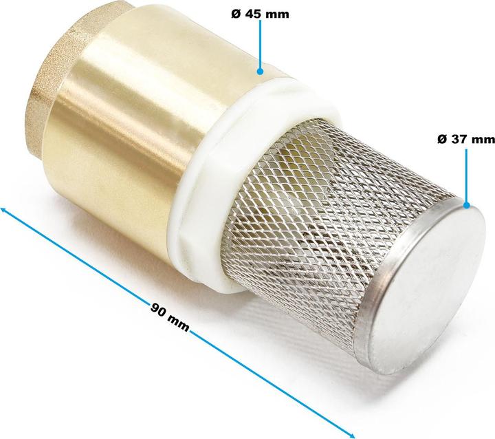 Produktbild Wiltec Messing Fussventil DN25 (1") 33,7mm mit Rückschlagventil Edelstahlkorb Saugkorb