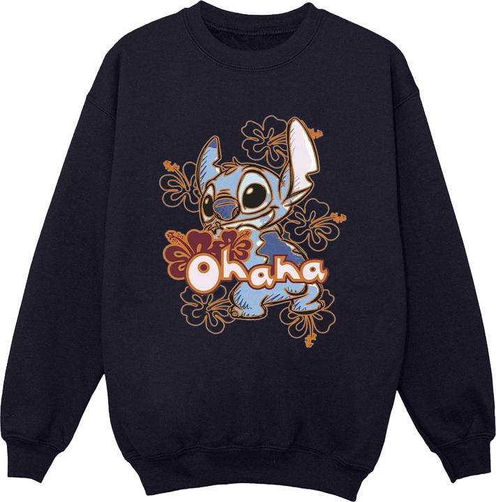 Actual product image Disney Womens/Ladies Lilo And Stitch Ohana Orange Hibiscus Sweatshirt (XL)