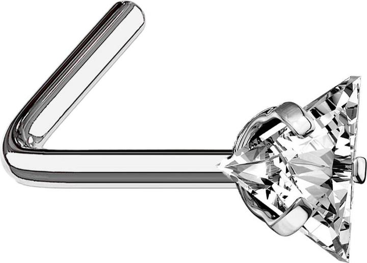 Immagine prodotto Star Piercing Nasenstecker gewinkelt silber dreieckiger Kristall silber gefasst (Titanio G23, senza ottone)