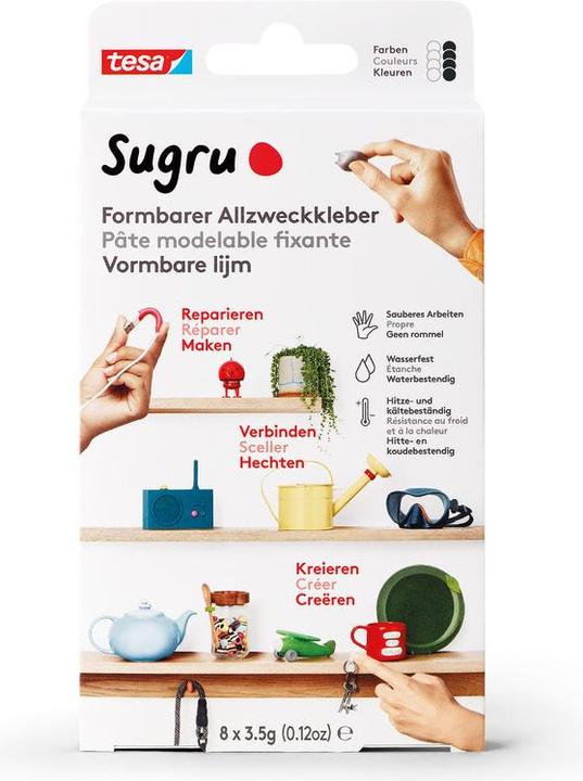 Produktbild Sugru by tesa Sugru 8x Formbarer Allzweckkleber, vielseitige Klebeknete zum Dekorieren, Kleben & Reparieren (28 g)