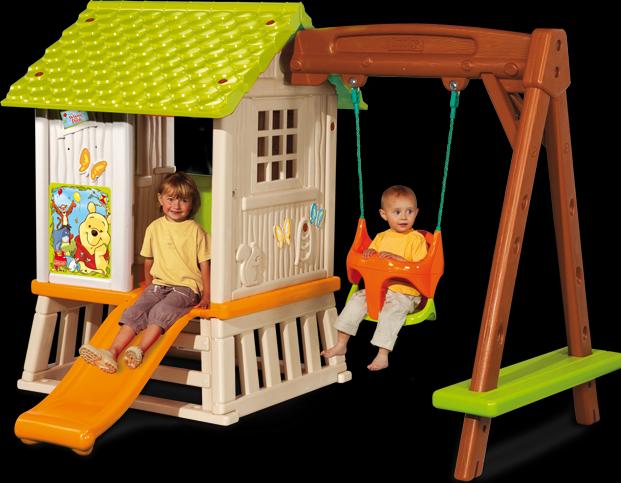 Image du produit Smoby Cabane Winnie l'ourson avec balançoire et toboggan