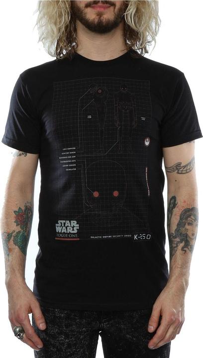 Actual product image Star Wars Mens Rogue One K-2SO Schematic T-Shirt (S)