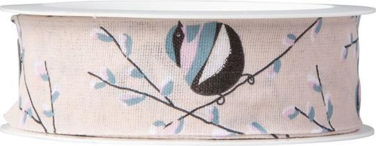 Produktbild Dekoband - Vögel und Zweige - ca. 250 x 2,5 cm - rosa (Geschenkband, 1 x)