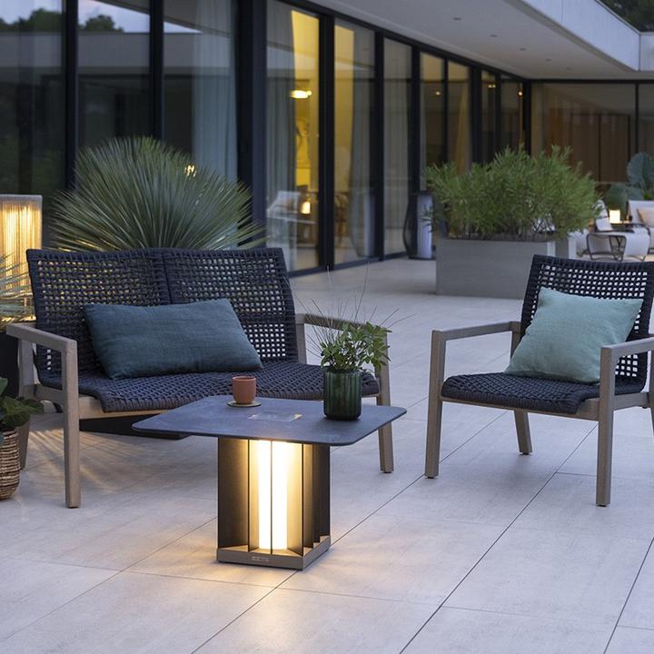 Produktbild Les Jardins Beleuchteter Couchtisch Teckalu Alu schwarz, HPL Schiefer, duratek TA04600
