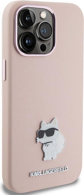 Actual product image Karl Lagerfeld KLHCP15LSMHCNPP iPhone 15 Pro 6.1" różowy/pink Silicone Choupette Metal Pin (Apple iPhone 15 Pro)