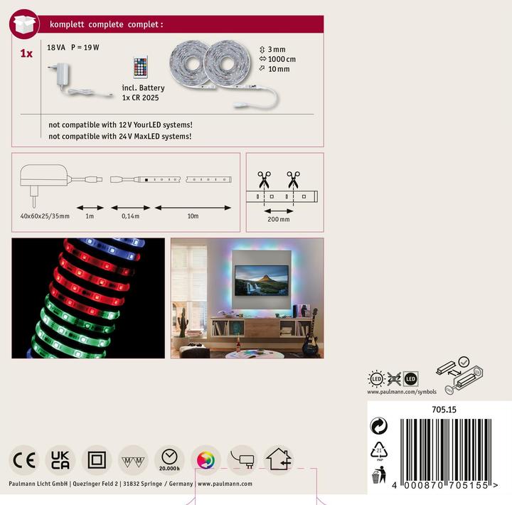 Produktbild Paulmann SimpLED Stripe Set (Mehrfarbig, 1004 cm, Indoor)