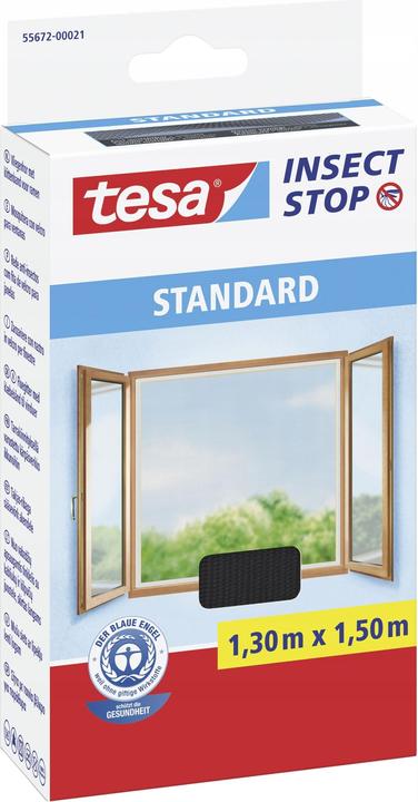 Produktbild tesa Insektenschutz STANDARD für Fenster, mit Klettband, ohne Bohren (130 x 150 cm)
