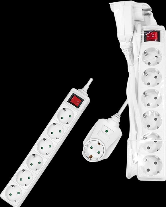 Actual product image LogiLink Power strip 7-way + switch, 6x CEE 7/3 + 1 through plug, 2 m (6 x, CEE 7/3, 2 m)