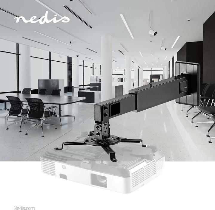 Image du produit Nedis Support de projecteur Entièrement mobile 15 kg pivotant inclinable Acier Noir Noir (Mur)