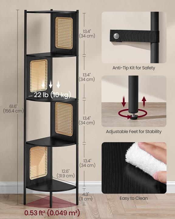 Actual product image Vasagle Corner shelf black 32.0 x 32.0 x 156.5 cm