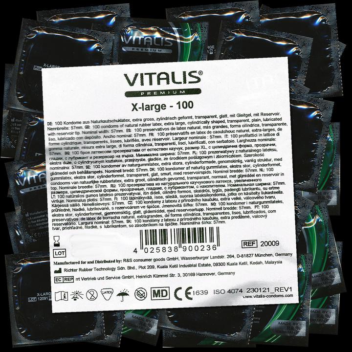 Produktbild Vitalis PREMIUM «X-Large» 100 extra lange Kondome - passend für den grossen Penis, Maxipack (100 Stk.)