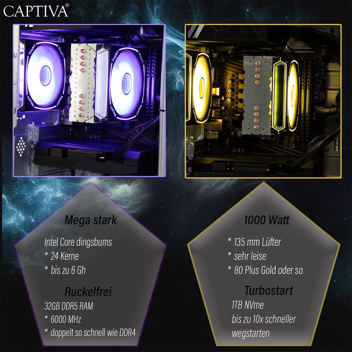 Produktbild Captiva Advanced Gaming R92-776 Ryzen 5 RTX 5060 Ti (AMD Ryzen 5 5600, 32 GB, 1000 GB, GeForce RTX 5060 Ti)