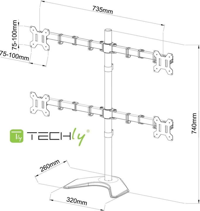 Produktbild Techly Schreibtischhalterung für LCD TV LED 13 27 Standfuss (Tisch, 27.01")