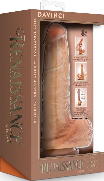 Immagine prodotto Blush Dildo prepuzio scorrevole Renaissance Davinci con palline strizzabili Tan Flesh 20,3 cm