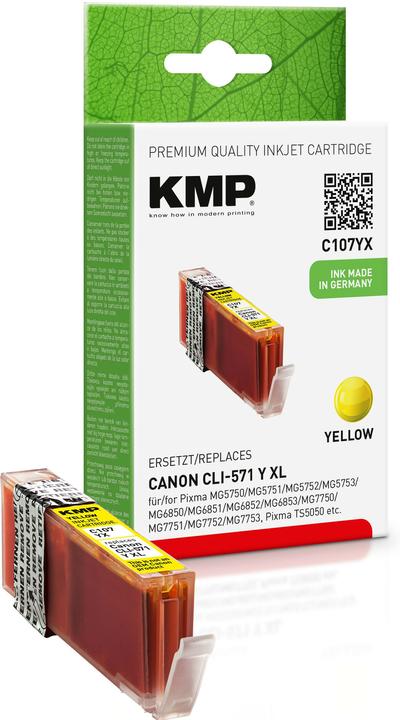 KMP C107YX Ink cartridge yellow comp. with Canon CLI-571 XL Y (Y)