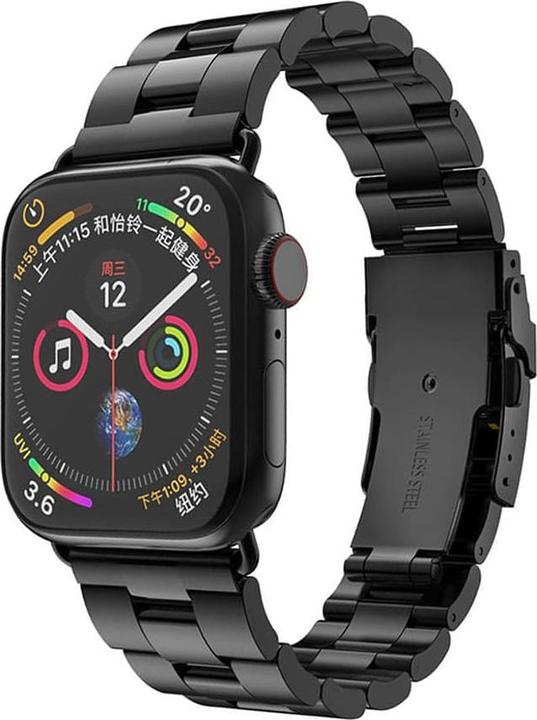 Immagine prodotto Techsuit - Watchband (W036) - Apple Watch 1/2/3/4/5/6/7/8/9/10/SE/SE 2 (38/40/41/42mm) - Black (Acciaio inossidabile)