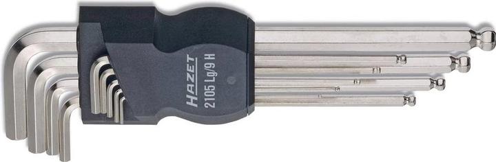 Produktbild HAZET Winkelschraubendreher Satz 2105LG/9H ∙ Innen Sechskant Profil ∙ 1,5 ∙ 2 ∙ 2,5 ∙ 3 ∙ 4 ∙ 5 ∙ 6…