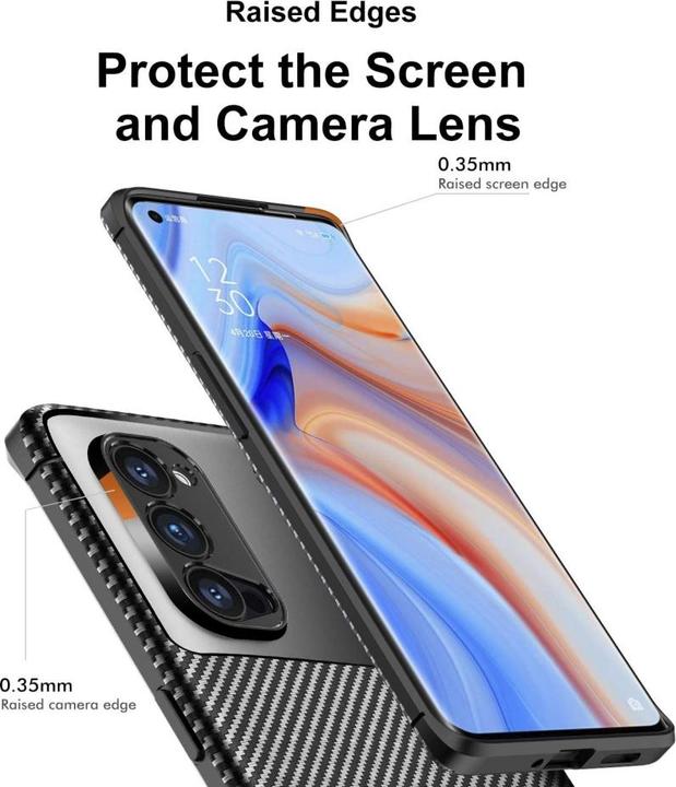 Produktbild Screenguard Oppo Reno4 Pro 5G Hülle Carbon Design TPU Case (Oppo Reno 4 Pro 5G)
