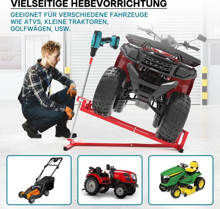 Actual product image Wiltec Lifting Device for Ride-on Mowers max 250kg incl. Adaptor, Lifter for Lawn Tractors, 35° Inclination (Lawn tractor, Garden machinery attachment)