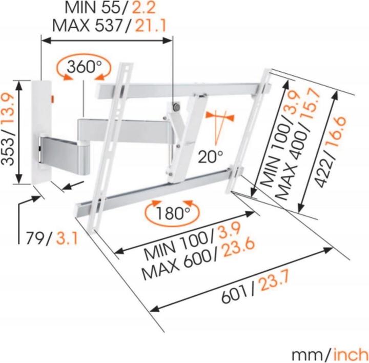 Image du produit Vogels Mur 3345 (Mur, 65", 30 kg)