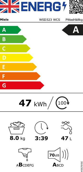 Energie-Label Miele WSD 323 WCS PowerWash 2.0 (8 kg, Rechts)