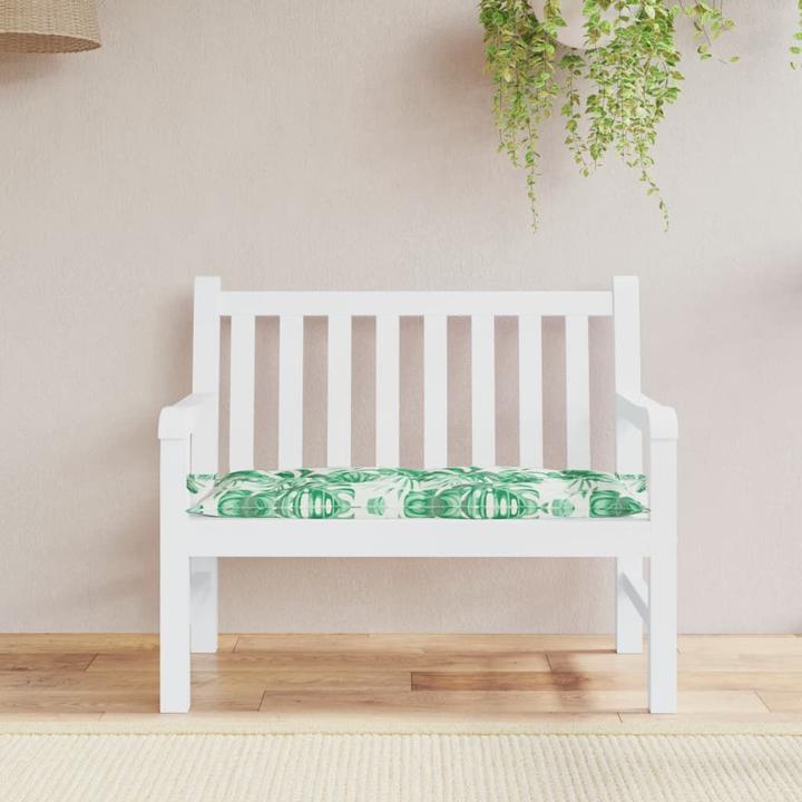Actual product image VidaXL Garden bench cushion leaf pattern O x ford fabric (110 x 50 x 7 cm)