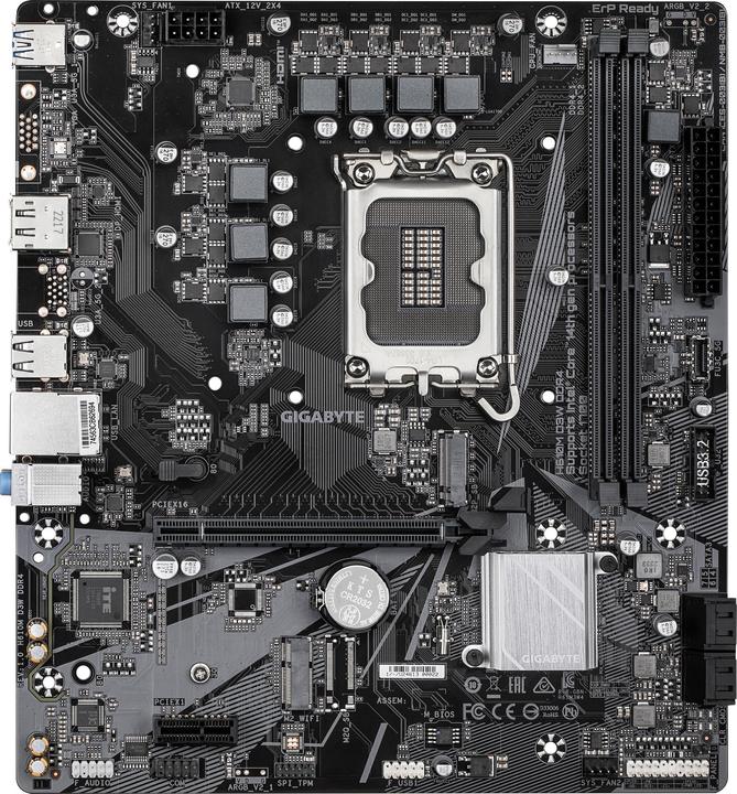 Actual product image Gigabyte H610M D3W DDR4 Motherboard - Supports 14th Gen. Intel Core CPUs, 5+1+1 phases VRM, up to 3200MHz DDR (LGA 1700, Intel H610, mATX)