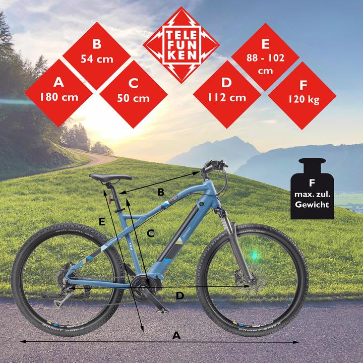 Produktbild Telefunken MTB E-Bike Aufsteiger M925, Wheel size 27.5 ", Warranty 24 month(s), Blue (51 cm)