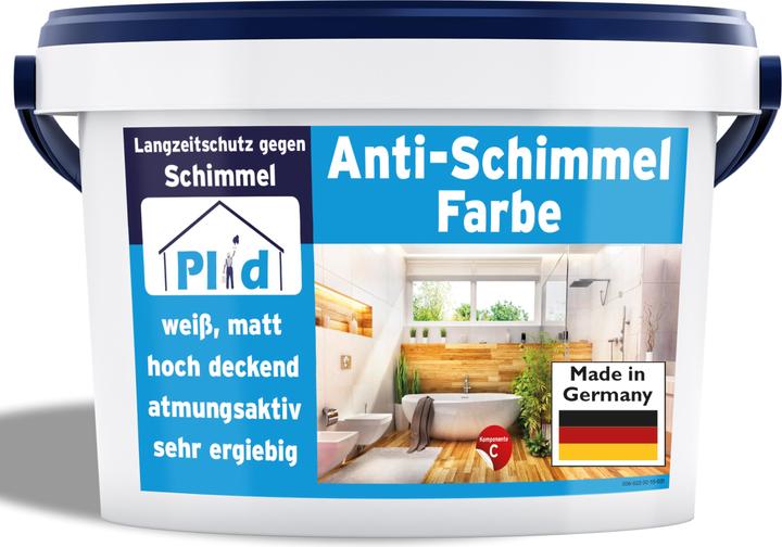 Plid Anti Mould Paint Interior 5l, White - Anti-mould paint for damp rooms (White, 5 l)