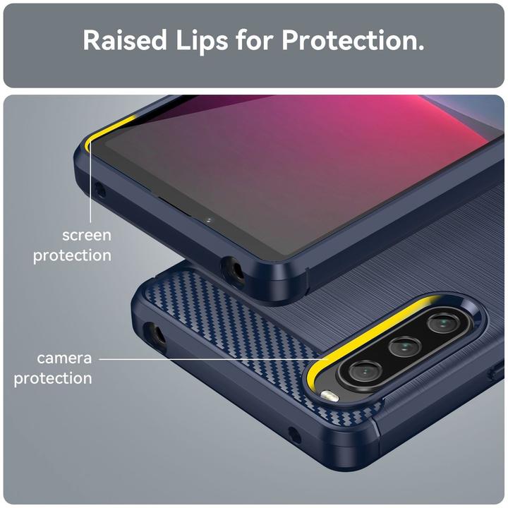 Produktbild König Design Hülle Handy Schutz für Sony Xperia 10 V Case Cover Etuis Bumper Carbon Schale (Sony Xperia 10 V)