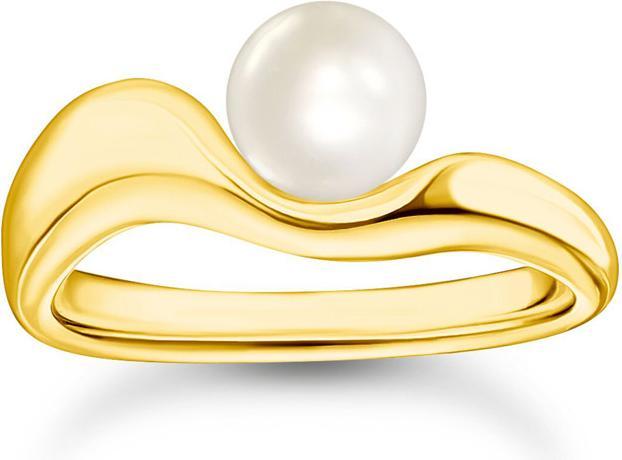 Immagine prodotto Thomas Sabo Ring mit Perle Natural Beauty vergoldet (54, 925 Argento)