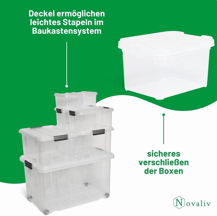 Image du produit Novaliv Couvercles de rechange 3X 2 litres avec fermeture à clip 19x14 cm transparent (19 x 14 cm, 2 l)