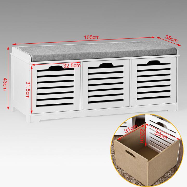 Actual product image SoBuy Schuhbank mit Sitzkissen (105 cm)