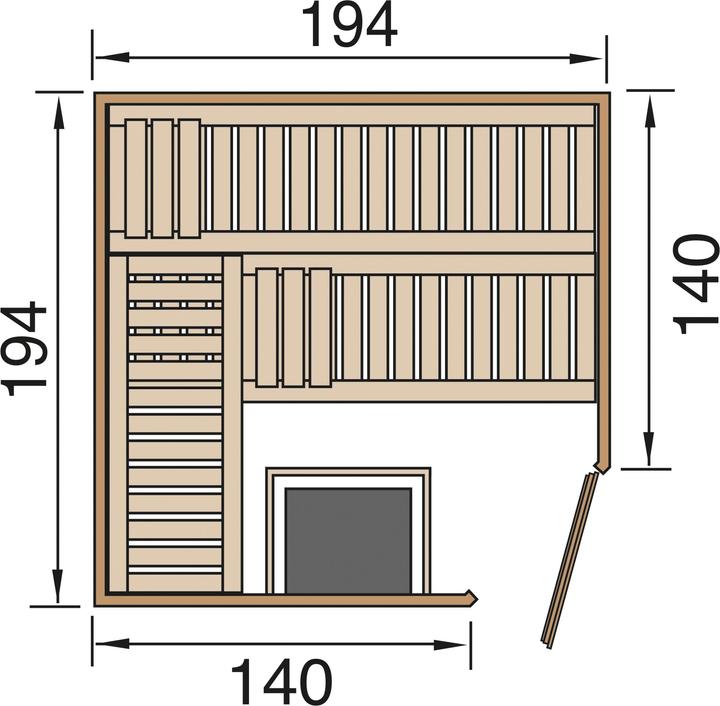Produktbild Weka Holzbau VARBERG 3-Eck-Element-Sauna, HT, inkl. BioS-Saunaofen mit Anschlusskabel und Spezialsauna