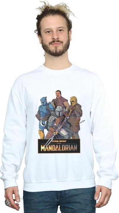Actual product image Star Wars Mens The Mandalorian Character Collage Sweatshirt (S)