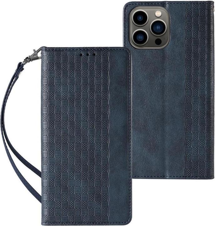 Hurtel Magnetband Hülle Hülle für Samsung Galaxy S23 Ultra Flip Wallet Mini Lanyard Stand Blau (Samsung Galaxy S23 Ultra)