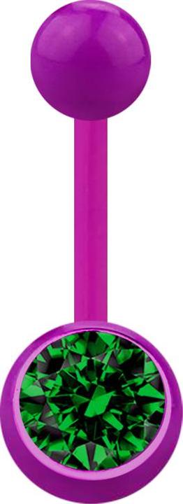 Actual product image Star Piercing Banana purple with ball and ball crystal green (Acrylic, without brass)
