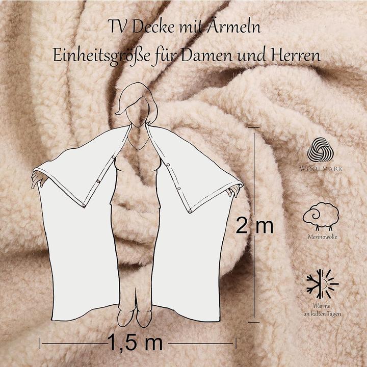 Actual product image PinkZebra Tragbare Ganzkörperdecke mit Ärmeln aus Schurwolle