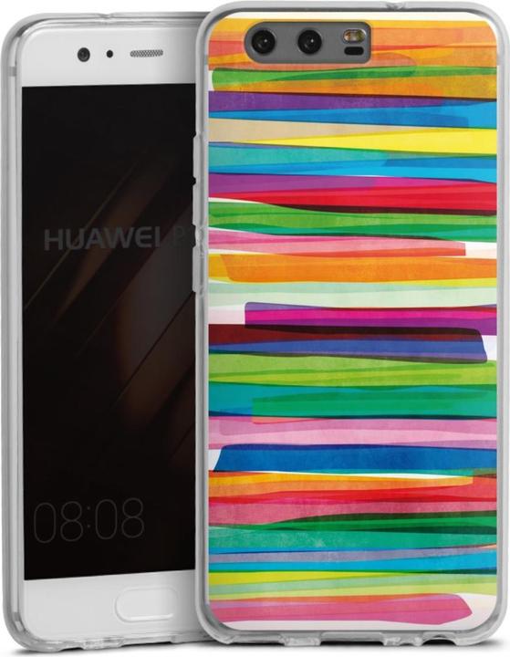Produktbild DeinDesign Silikon Hülle für Huawei P10 Handyhülle Case Smartphone Schutzhülle Streifen Wasserfarbe bunt (Huawei P10)