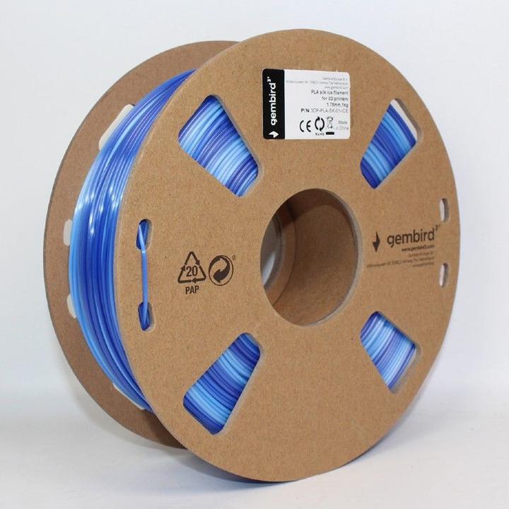 Actual product image Gembird Filament, PLA Silk Ice, 1.75 mm, 1 kg (PLA, 1.75 mm, 1320 g, Blue)