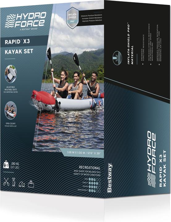 Image du produit Bestway Hydro Force Kit kayak gonflable 3 person nes Rapid X3 3,81 m (3 pers.)